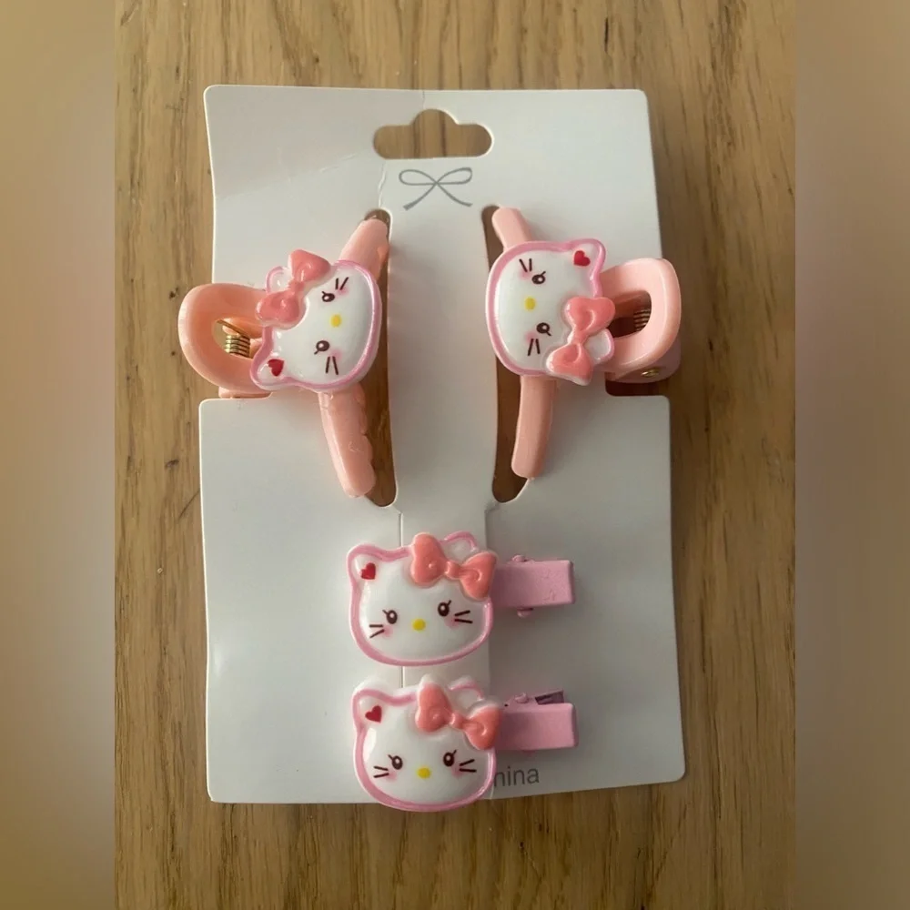 🆕 Pink Hello Kitty Hair Side Clips +Small Hair Claws 🆕